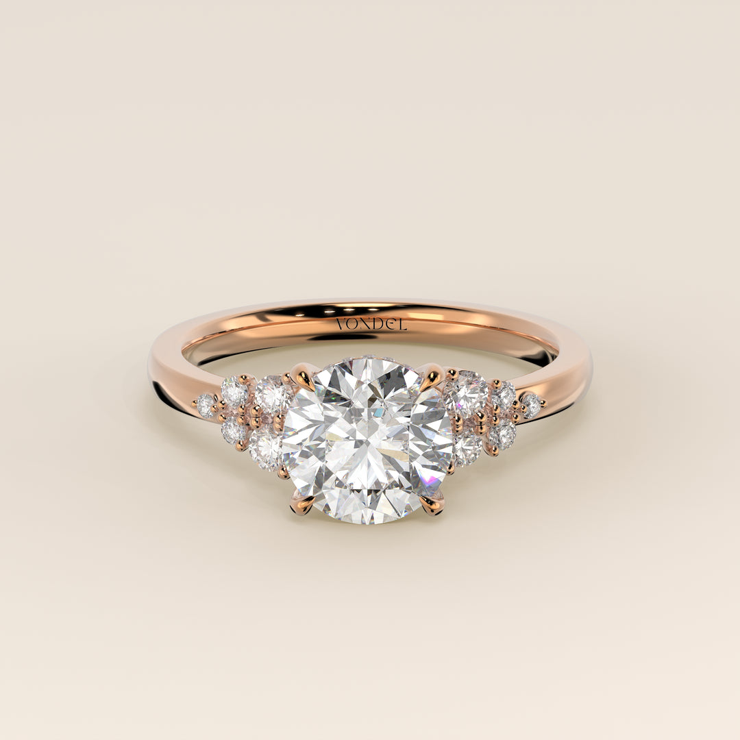 Verlovingsring rond lab grown diamant met snowdrift en hidden halo, rosegoud