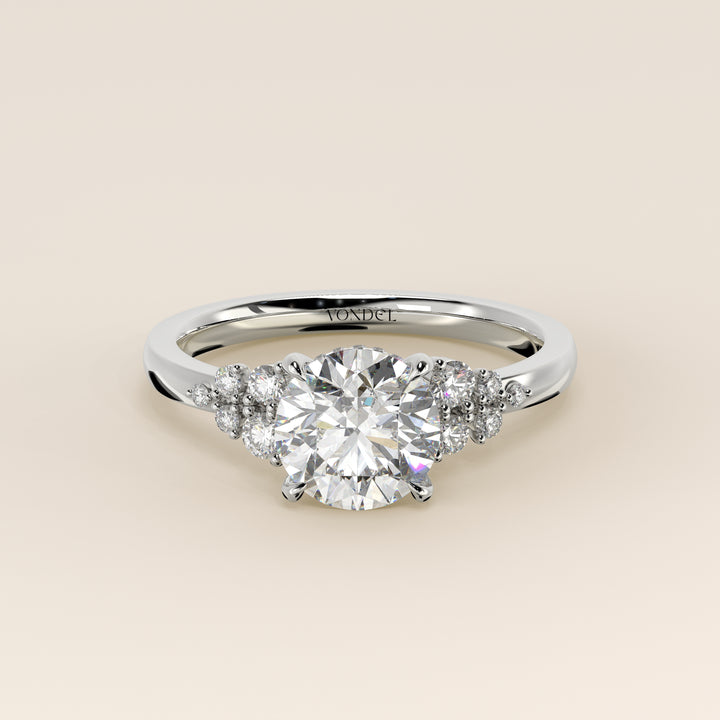 Verlovingsring rond lab grown diamant met snowdrift en hidden halo, witgoud