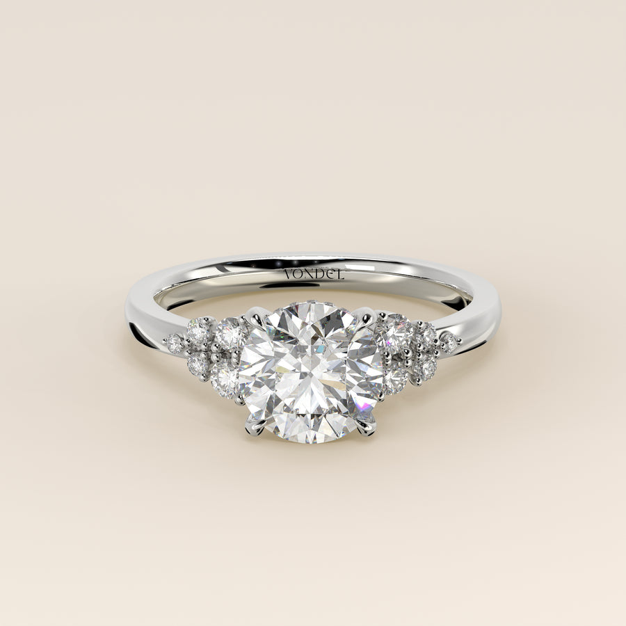 Verlovingsring rond lab grown diamant met snowdrift en hidden halo, witgoud