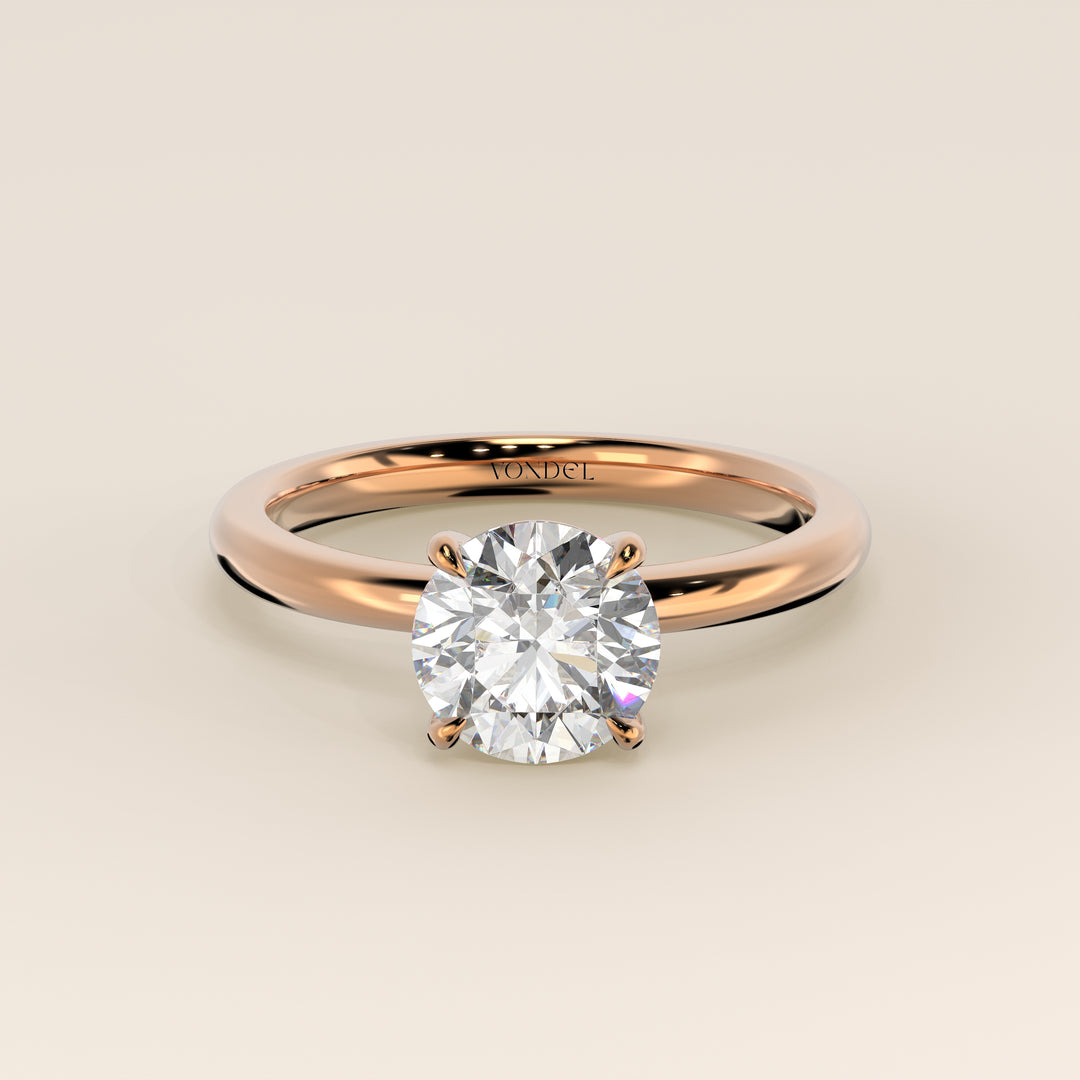 Verlobungsring mit rundem, im Labor gezüchtetem Diamanten, Roségold