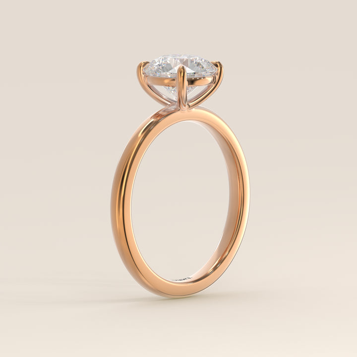 Verlobungsring mit rundem, im Labor gezüchtetem Diamanten, Roségold