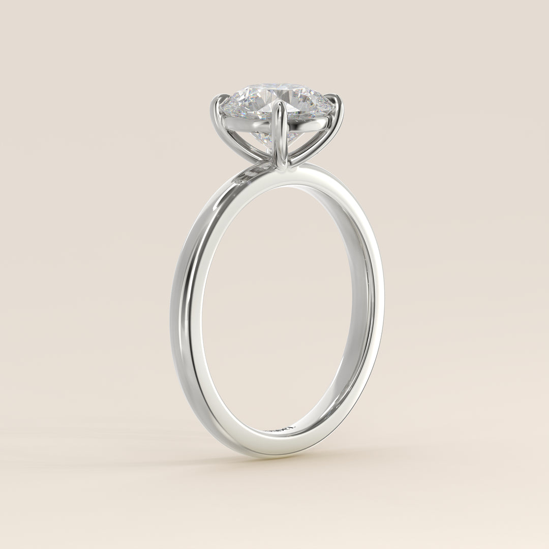 Verlobungsring mit rundem, im Labor gezüchtetem Diamanten, Weißgold