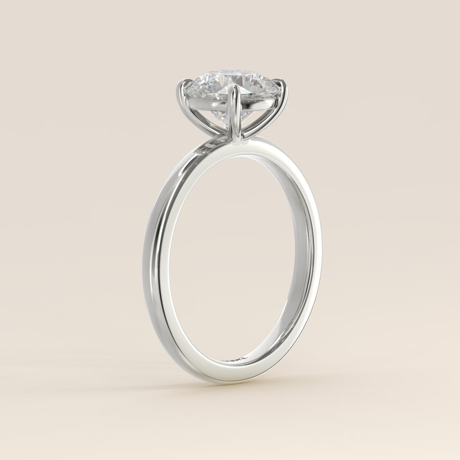 Verlovingsring rond lab grown diamant, witgoud