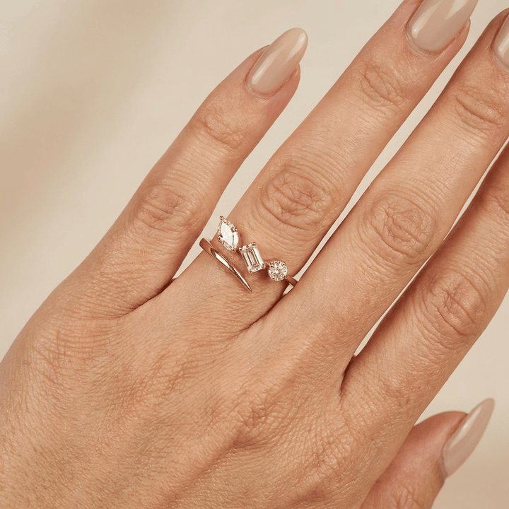 Wrap Around Lab Grown Diamond Ring with DIAMOND CUT MIX Single