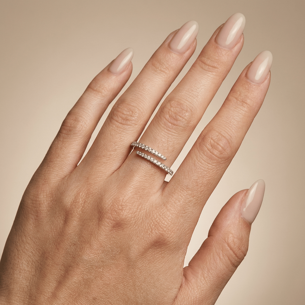 Wrap around ring met pave 18k geelgoud