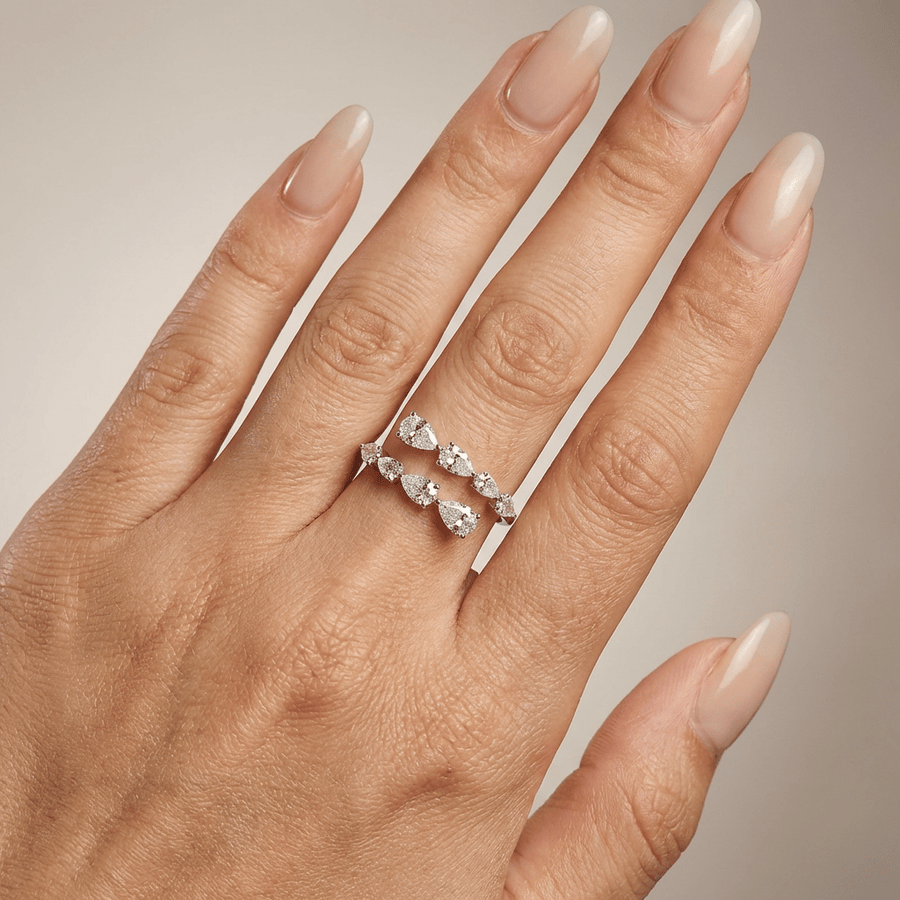 Wrap around ring met pear lab grown diamanten