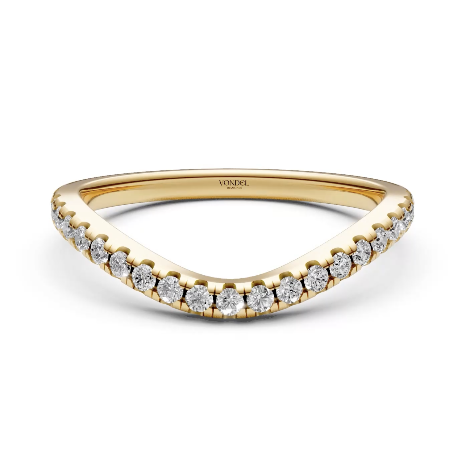 Ivy - In Stock - Curved Pave Lab Grown Diamond Stacking Ring - 18K Yellow Gold - 0,27 ct