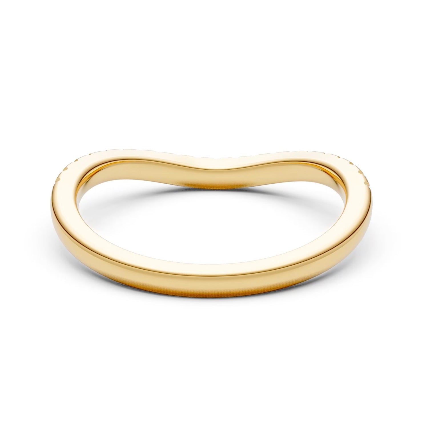 Ivy - In Stock - Curved Pave Lab Grown Diamond Stacking Ring - 18K Yellow Gold - 0,27 ct