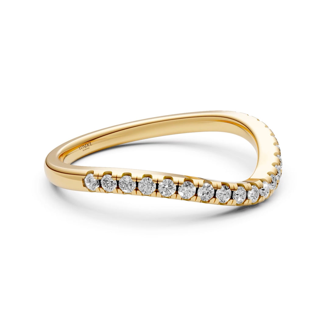 Curved Pave Aanschuifring - 18K Geelgoud - 0,27 ct