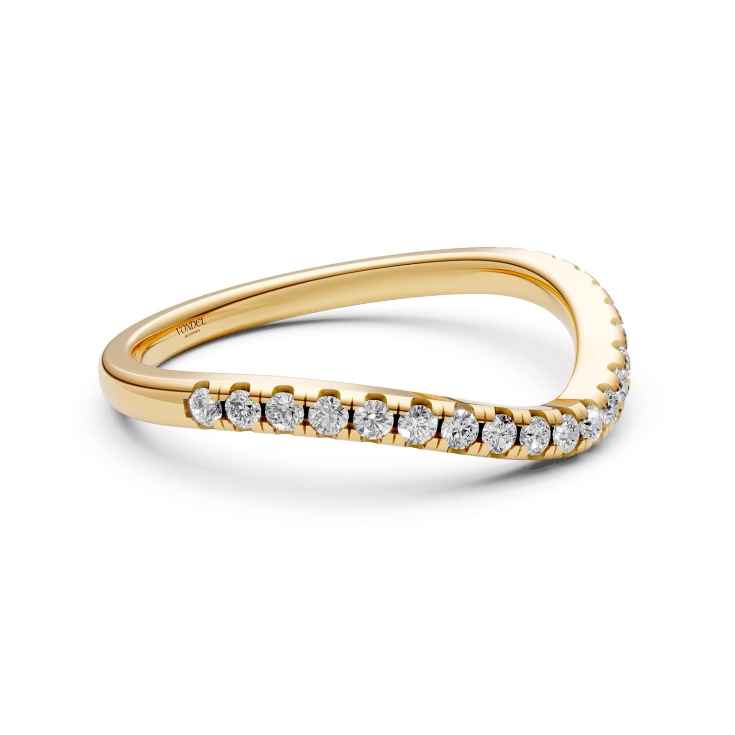 Ivy - In Stock - Curved Pave Lab Grown Diamond Stacking Ring - 18K Yellow Gold - 0,27 ct