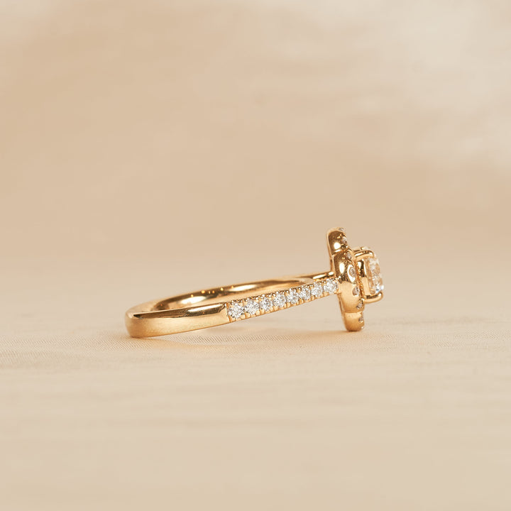 Flower Pave ring met Ronde Briljant - 18k Witgoud - 1,09 ct