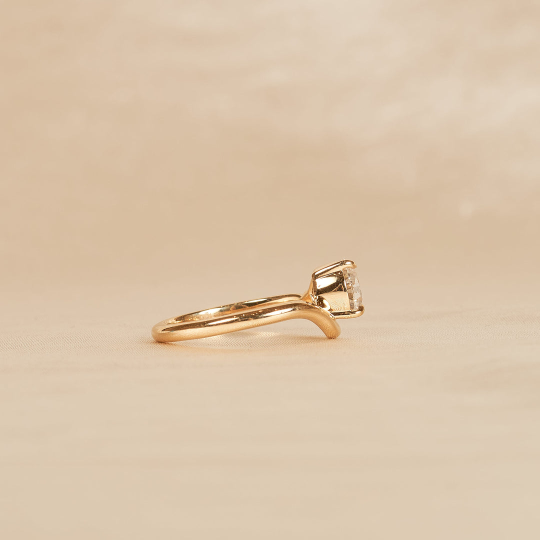 Elise - Pear Shaped Wave Lab Grown Diamond Pinky Ring - 18K Gold - 1 ct