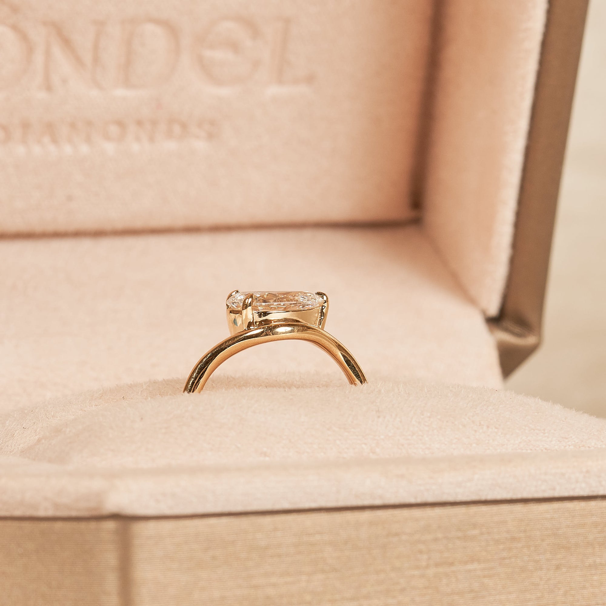 Elise - Pear Shaped Wave Lab Grown Diamond Pinky Ring - 18K Gold - 1 ct