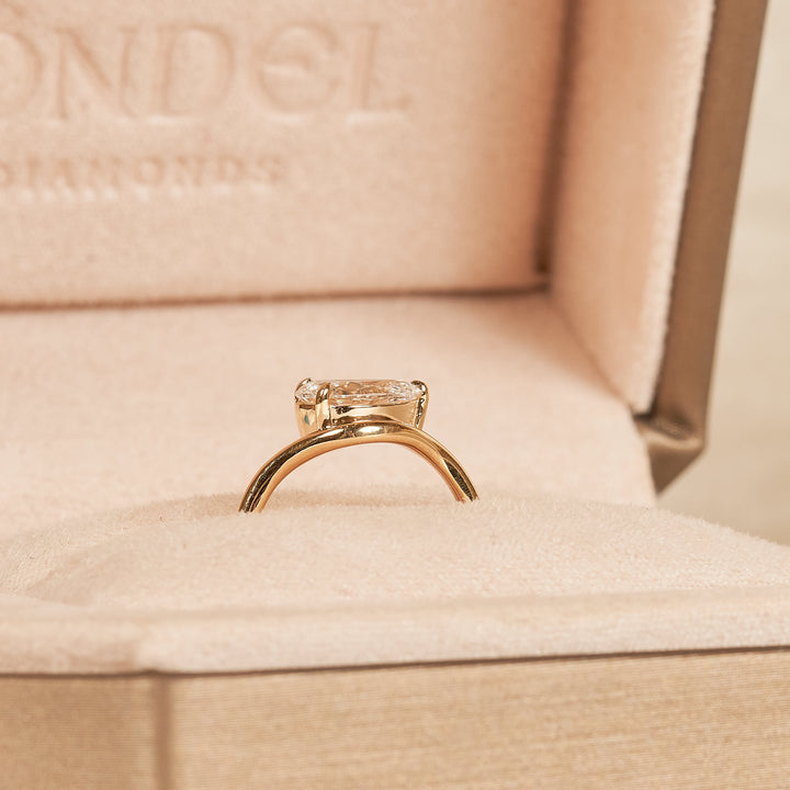 Elise - Pear Shaped Wave Lab Grown Diamond Pinky Ring - 18K Gold - 1 ct