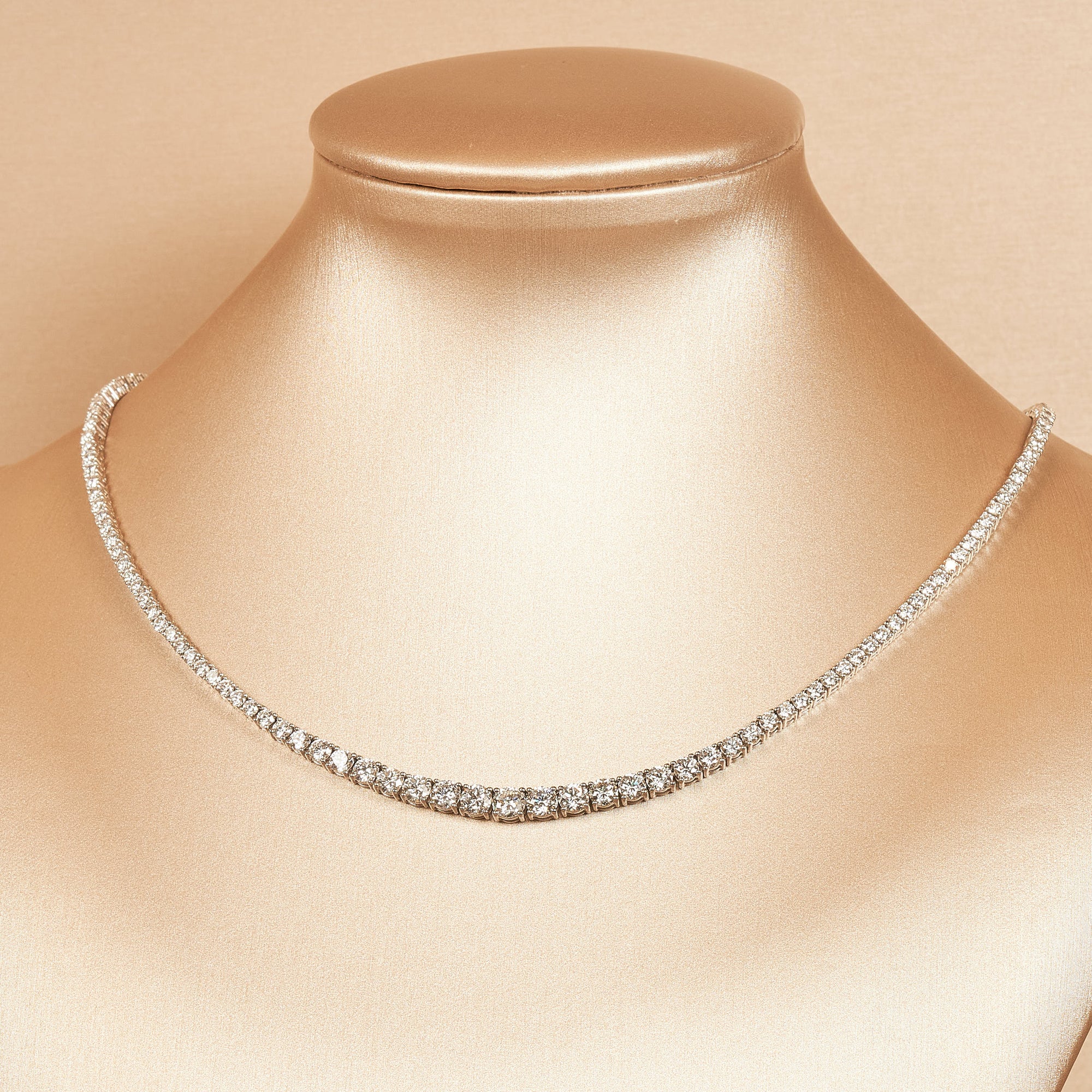 Florence - In Stock -  Lab Grown Diamond Tennis Necklace with Graduated Diamond Size - 18K Gold