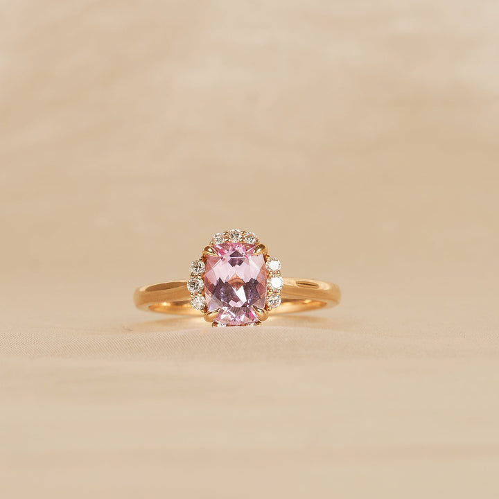 Bella - In Stock - Pink Sapphire Radiant Lab Grown Diamond Ring - 18K Yellow Gold - 2 ct
