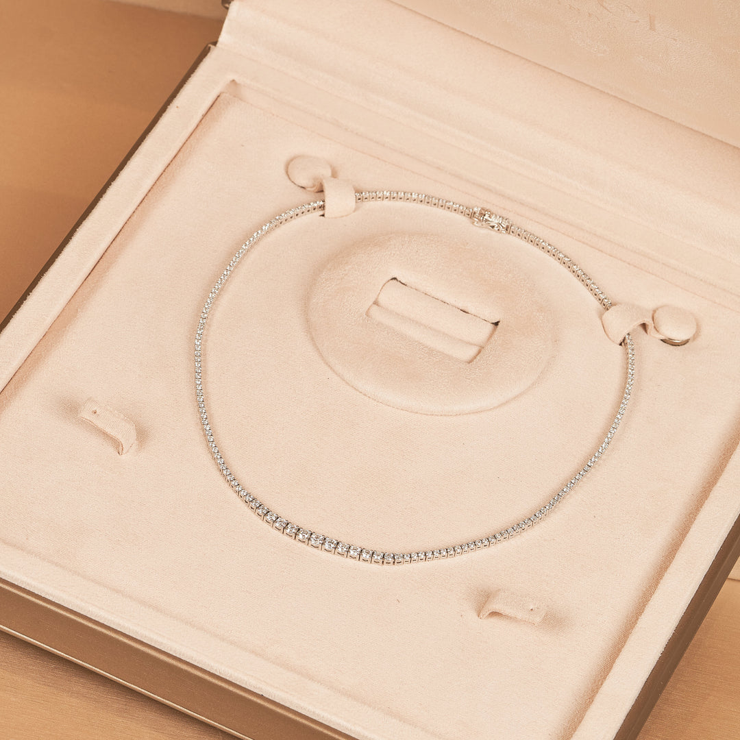 Florence - In Stock -  Lab Grown Diamond Tennis Necklace with Graduated Diamond Size - 18K Gold
