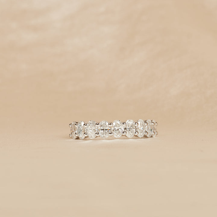 Alexandra - In Stock - Oval Half Eternity Lab Grown Diamond Ring with Shared Setting - 18K Gold