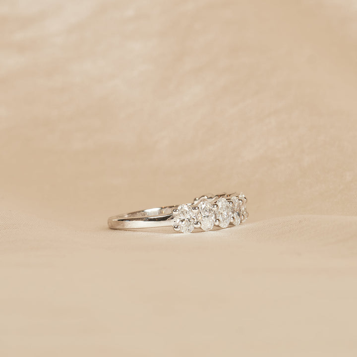 Alexandra - In Stock - Oval Half Eternity Lab Grown Diamond Ring with Shared Setting - 18K Gold