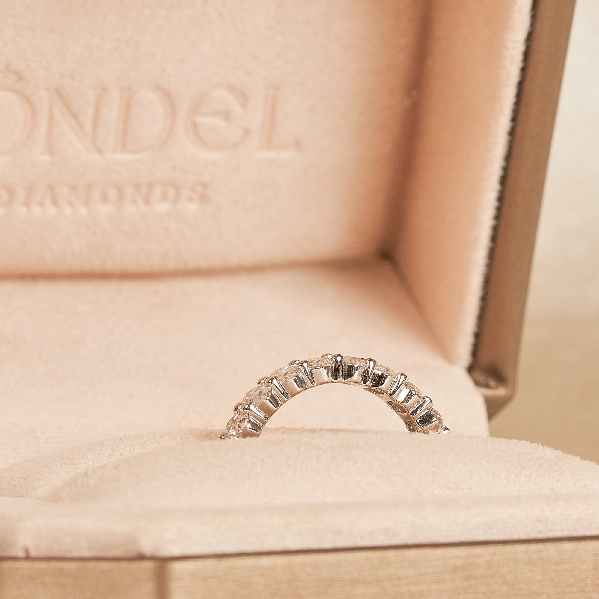 Alexandra - In Stock - Oval Half Eternity Lab Grown Diamond Ring with Shared Setting - 18K Gold