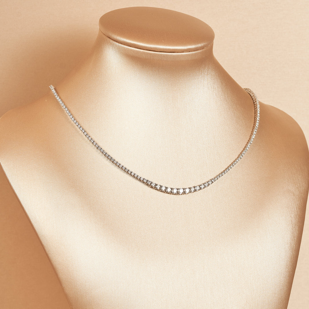 Florence - In Stock -  Lab Grown Diamond Tennis Necklace with Graduated Diamond Size - 18K Gold