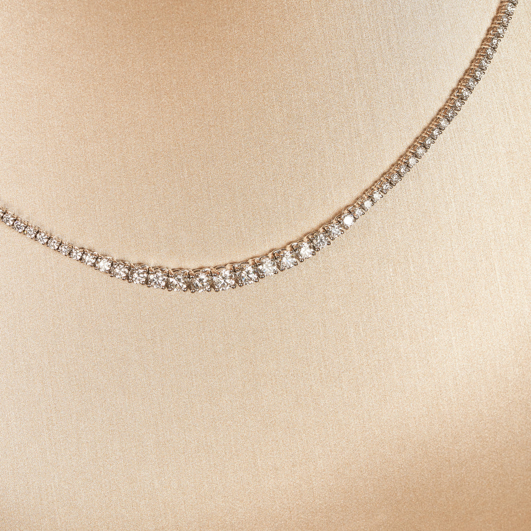 Florence - In Stock -  Lab Grown Diamond Tennis Necklace with Graduated Diamond Size - 18K Gold