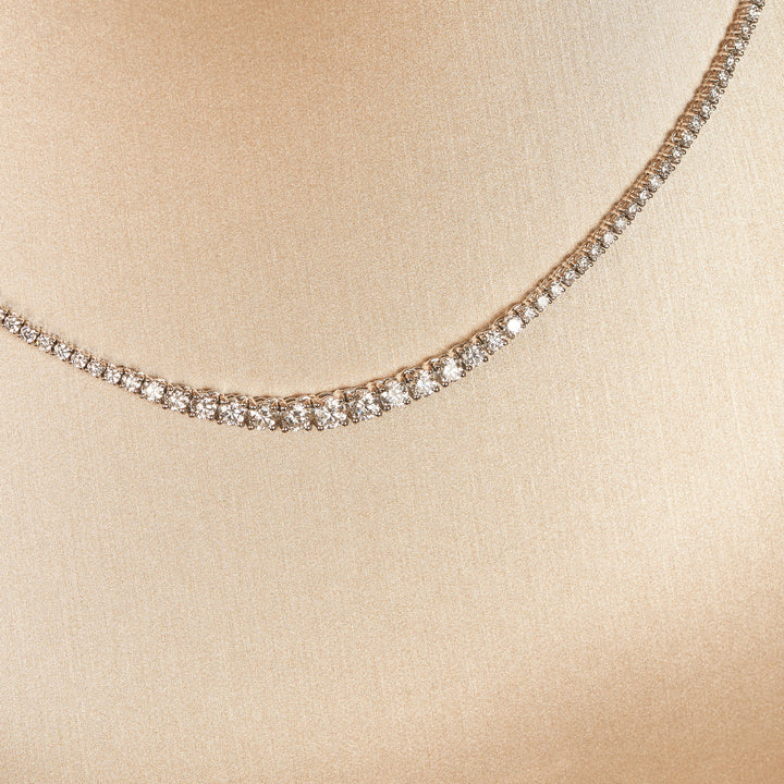 Florence - In Stock -  Lab Grown Diamond Tennis Necklace with Graduated Diamond Size - 18K Gold