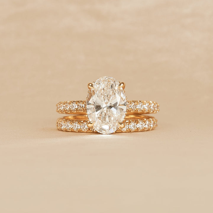 Oval Solitaire Pave with Pave Side Band Set