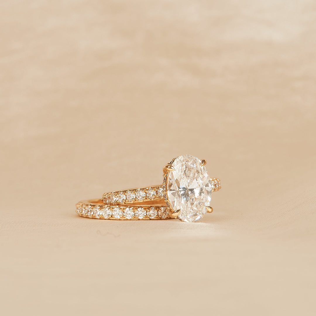 Oval Solitaire Pave with Pave Side Band Set