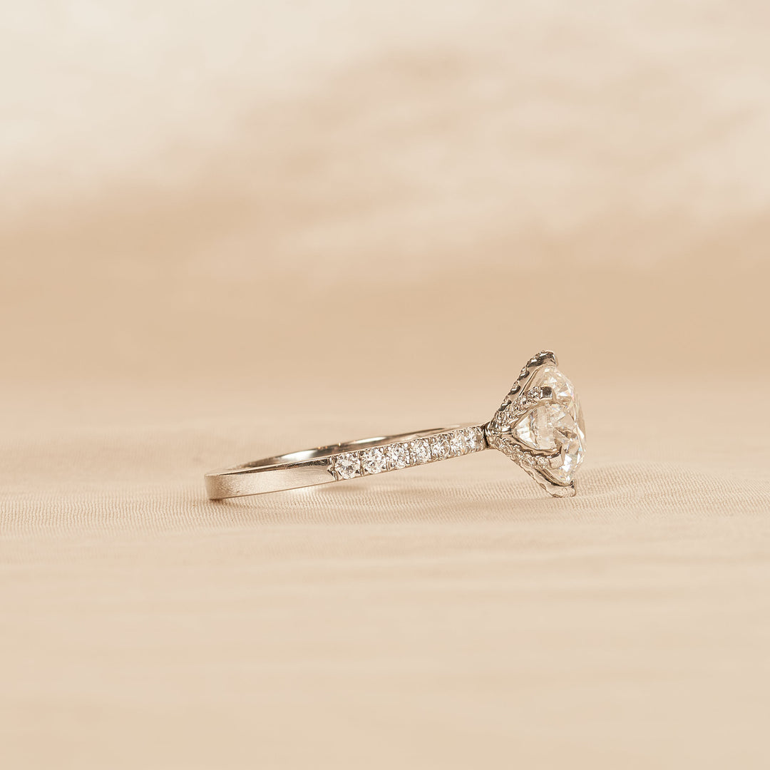 Rond Briljant Solitair met Pave en Moderne Zetting - Platina 950 - 2,95 ct