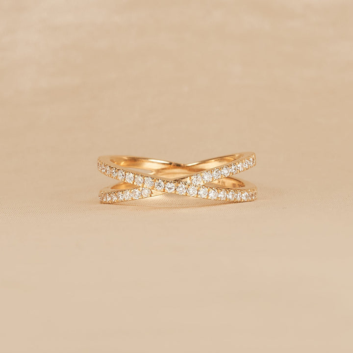 Margot - In Stock - Crossover Pavé Lab Grown Diamond Ring - 18K Gold - 0,39 ct