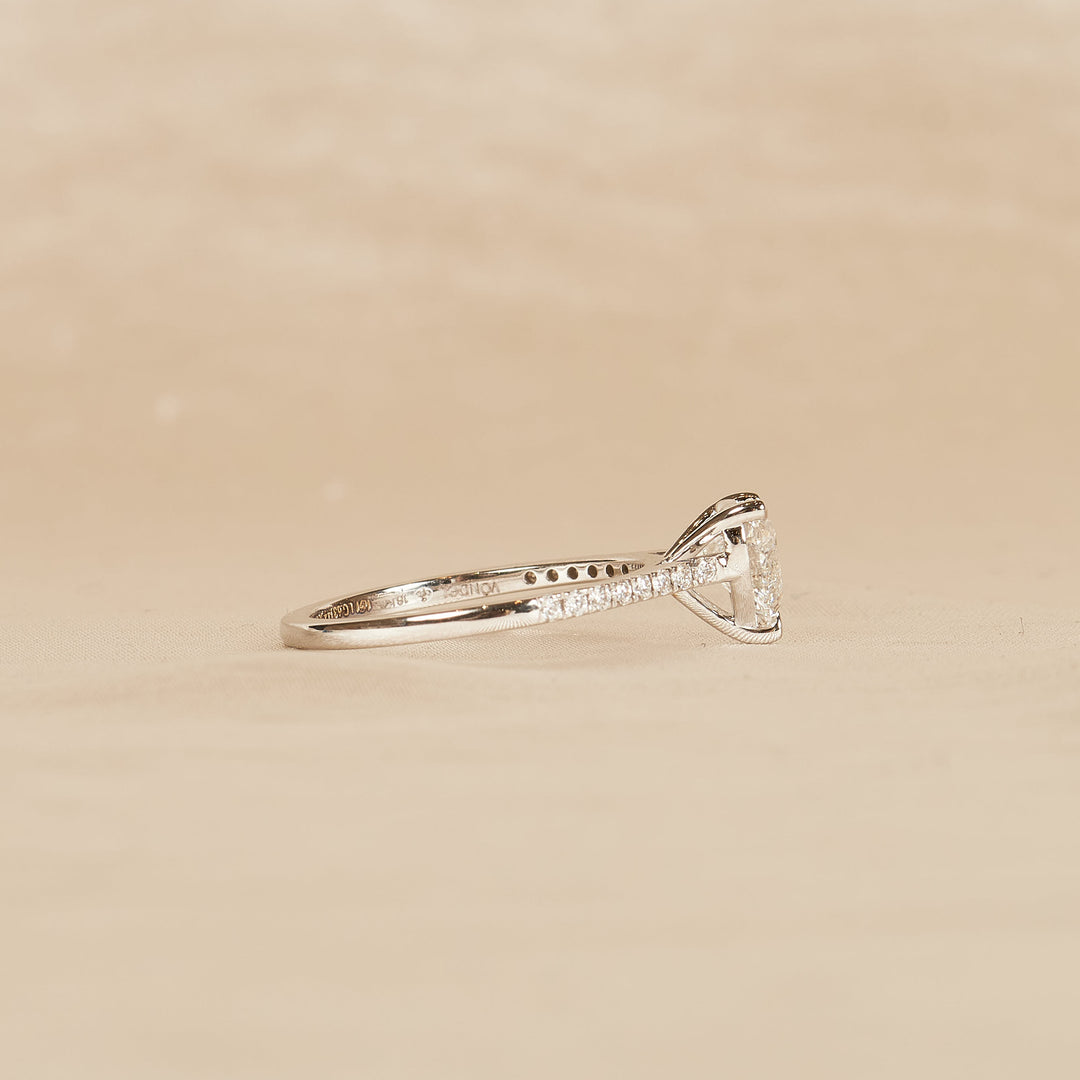 Stella - In Stock - Heart Brilliant Lab Grown Diamond Solitaire Pave Ring - 18K Gold - 1.14 ct