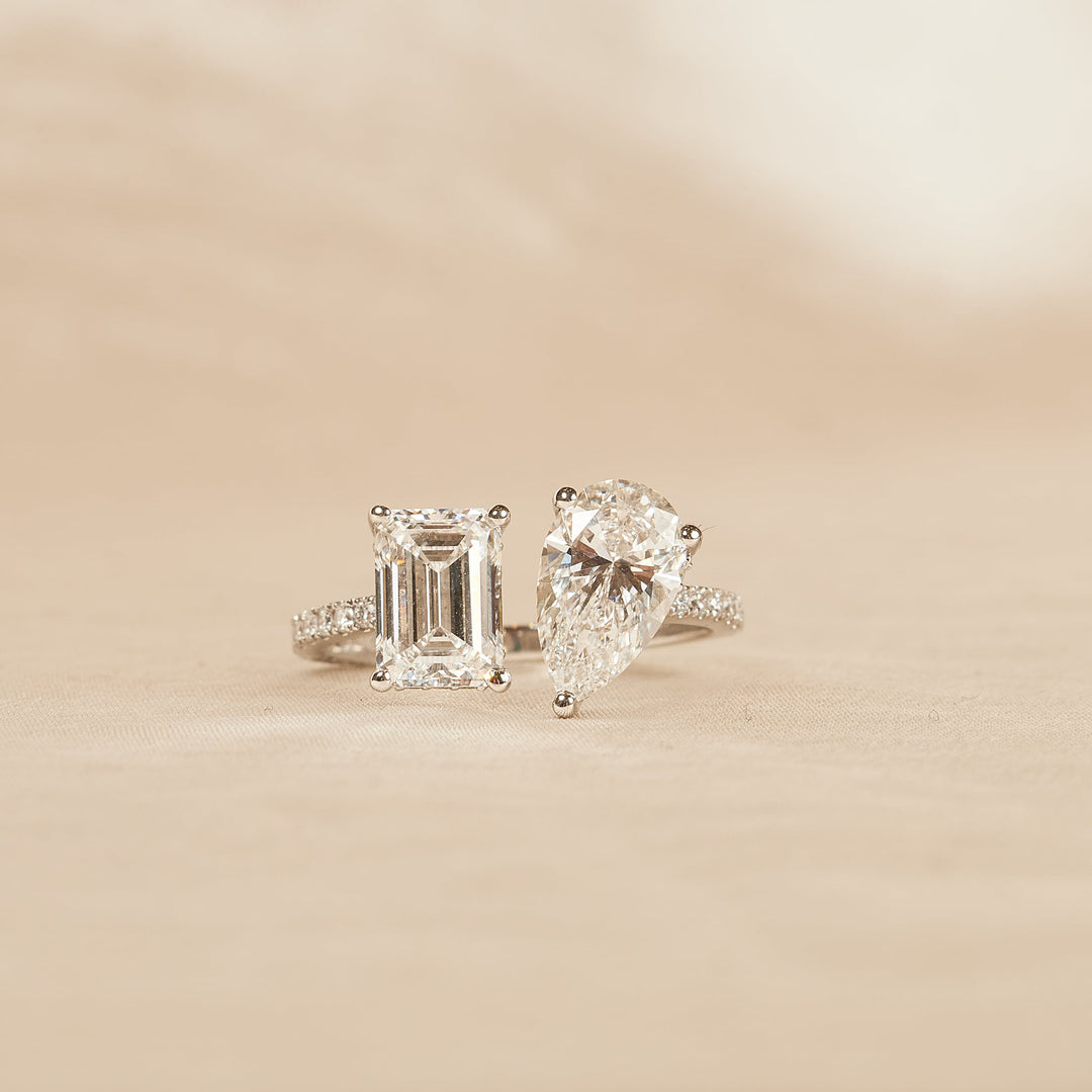 Elisa - In Stock - Toi et Moi Wrap Lab Grown Diamond Ring - Platinum - 3,54 ct