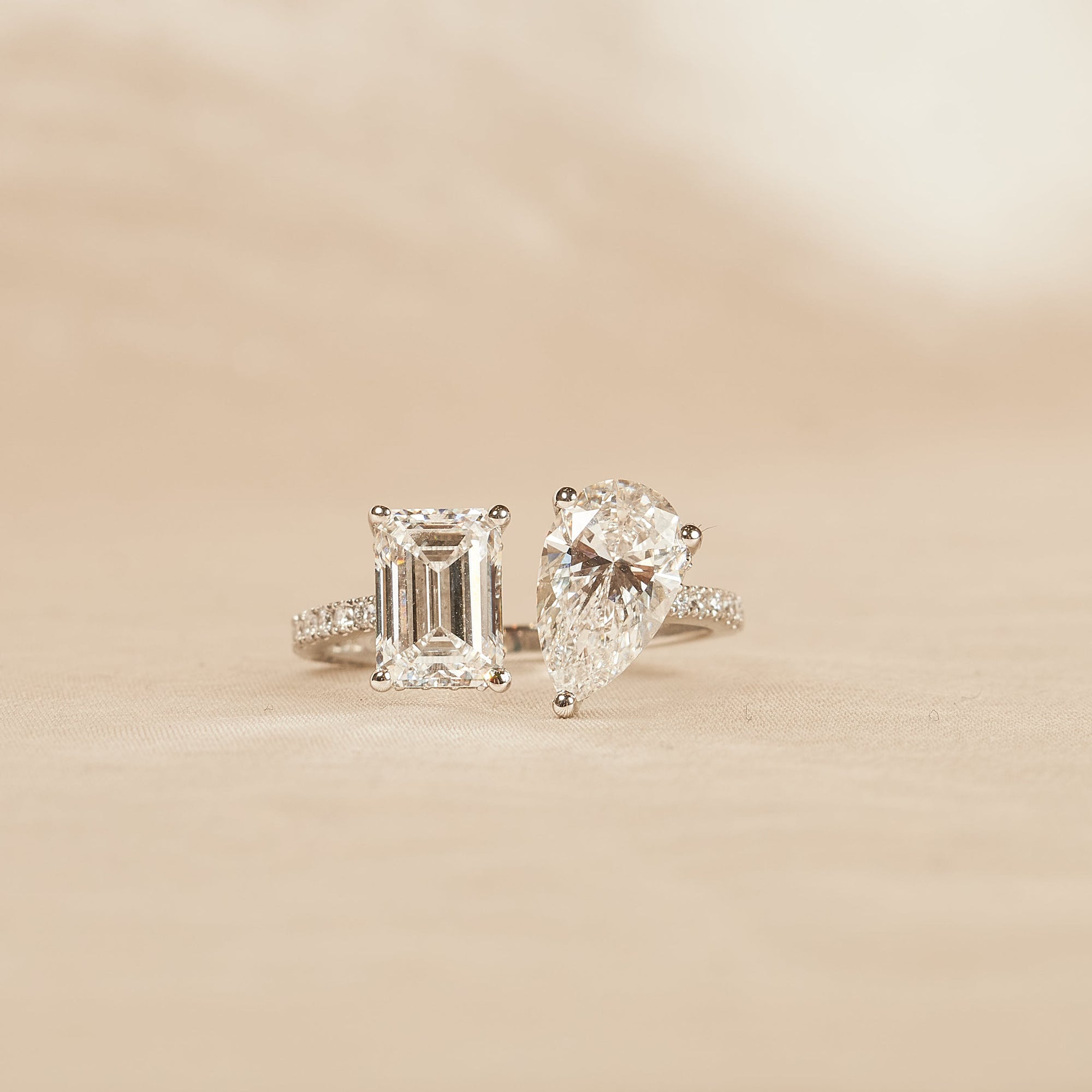 Elisa - In Stock - Toi et Moi Wrap Lab Grown Diamond Ring - Platinum - 3,54 ct