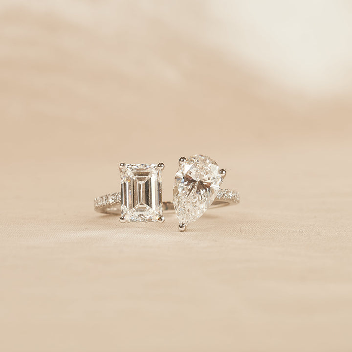 Elisa - In Stock - Toi et Moi Wrap Lab Grown Diamond Ring - Platinum - 3,54 ct