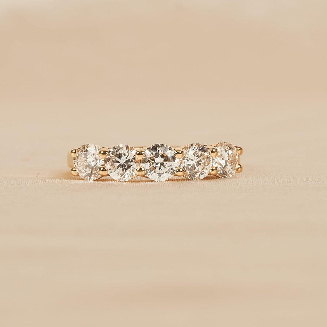 Jaimy - Round Brilliant Five Lab Grown Diamonds Row Ring - 18K Yellow Gold - 1,46 ct