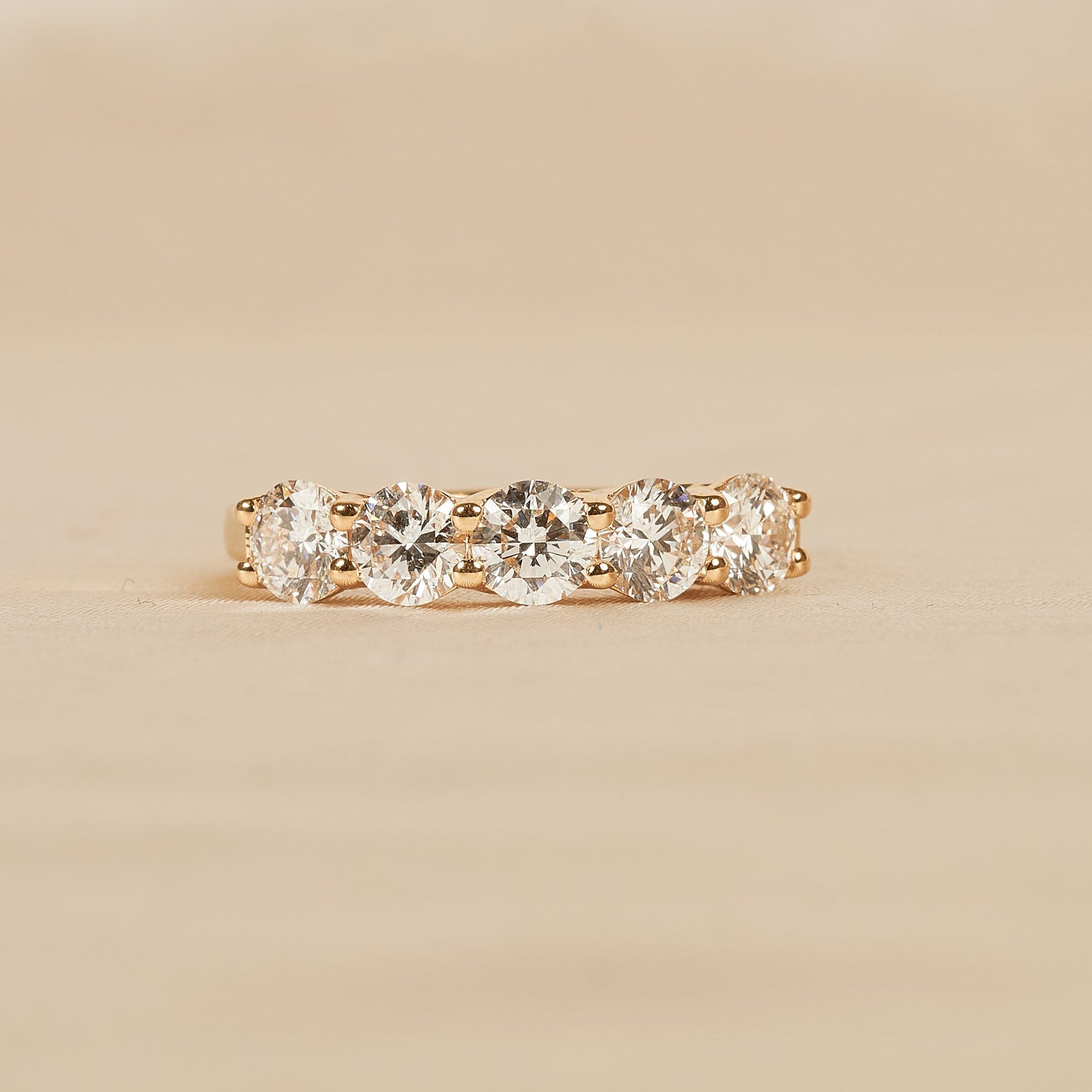 Jaimy - Round Brilliant Five Lab Grown Diamonds Row Ring - 18K Yellow Gold - 1,46 ct