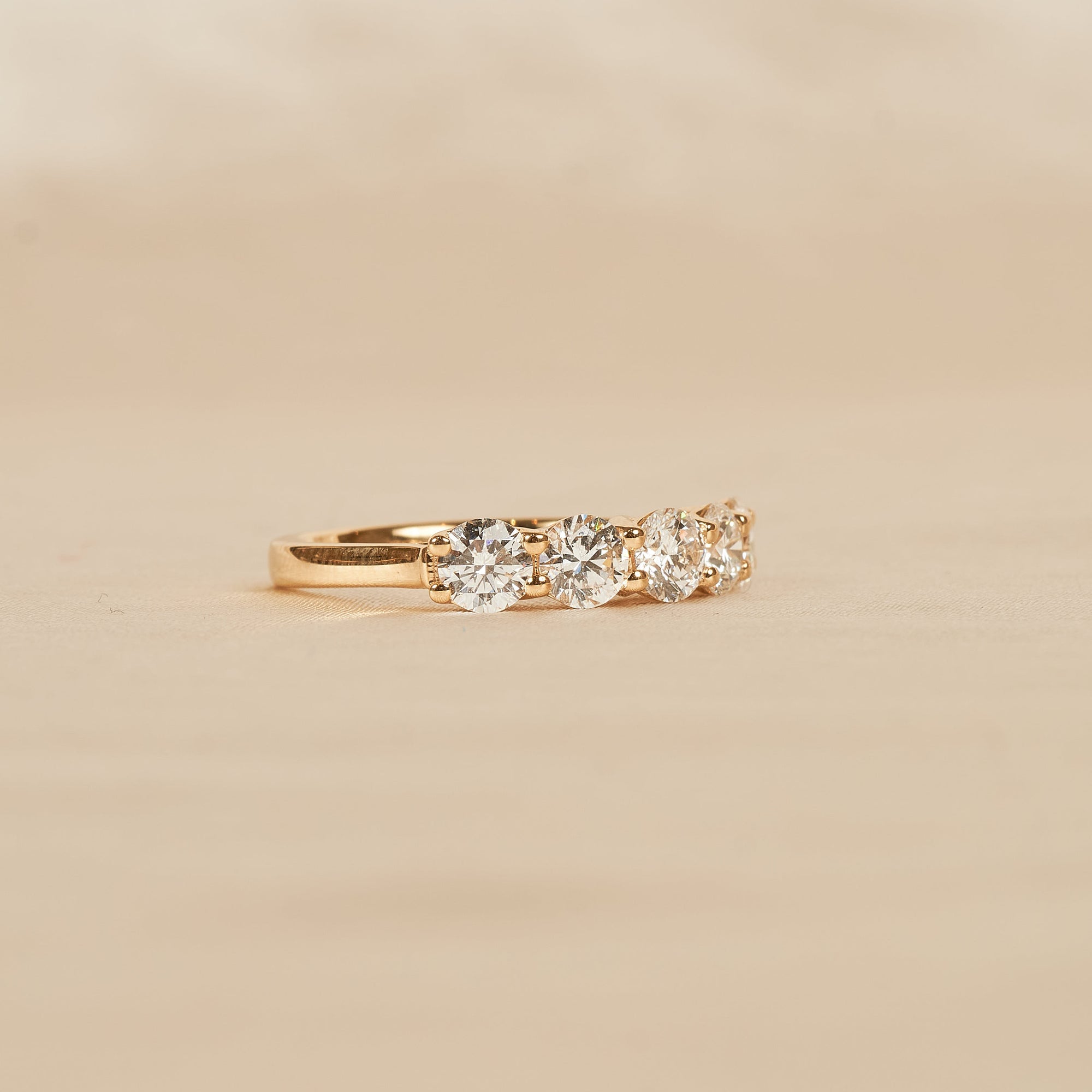 Jaimy - Round Brilliant Five Lab Grown Diamonds Row Ring - 18K Yellow Gold - 1,46 ct