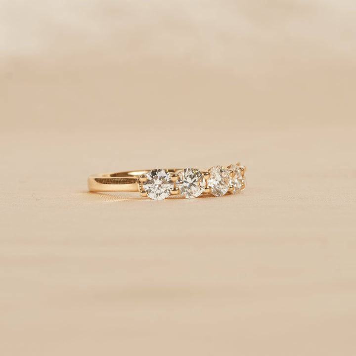 Jaimy - Round Brilliant Five Lab Grown Diamonds Row Ring - 18K Yellow Gold - 1,46 ct