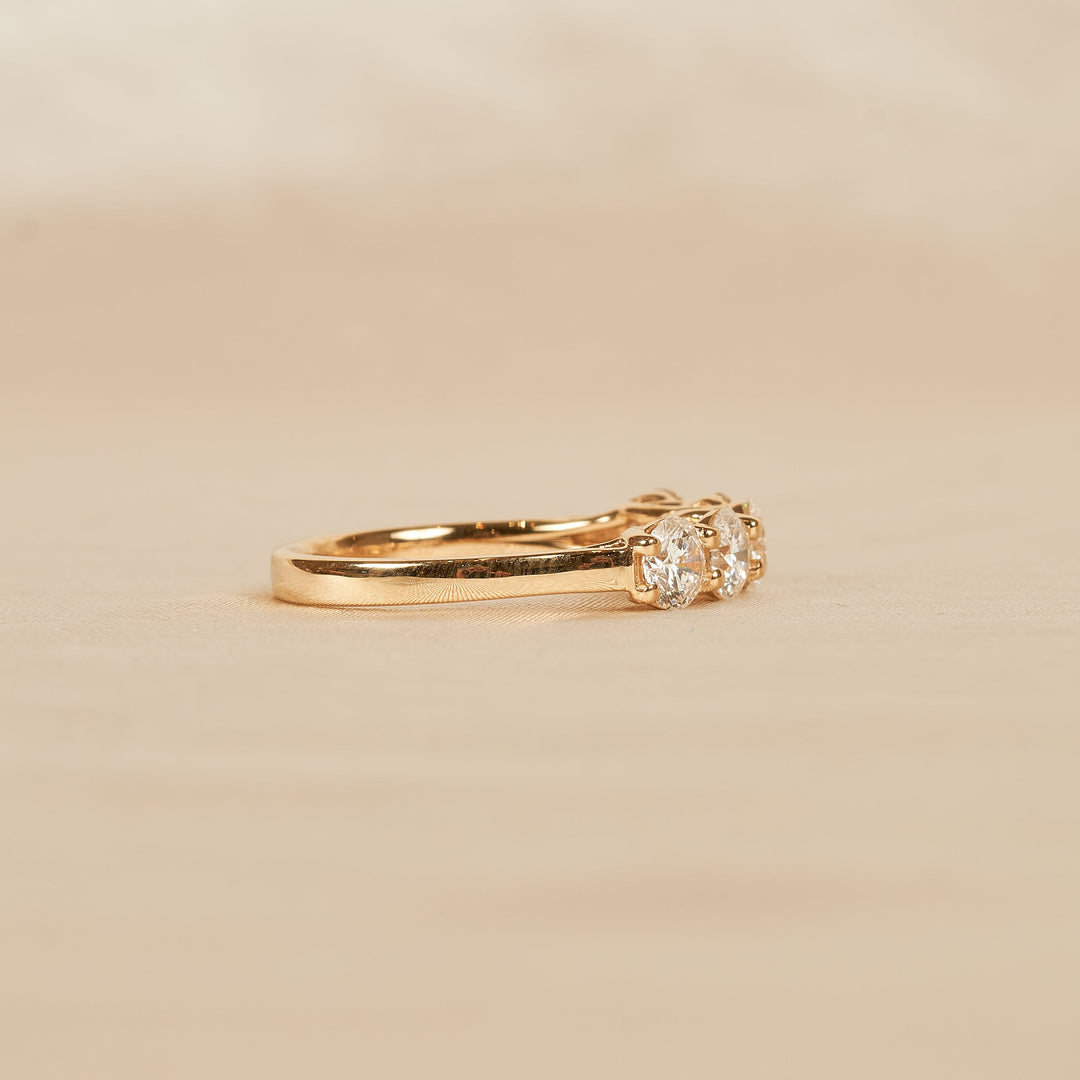 Jaimy - Round Brilliant Five Lab Grown Diamonds Row Ring - 18K Yellow Gold - 1,46 ct