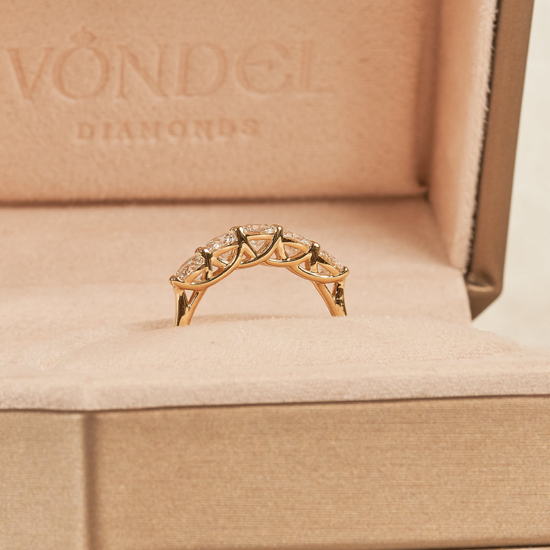 Jaimy - Round Brilliant Five Lab Grown Diamonds Row Ring - 18K Yellow Gold - 1,46 ct