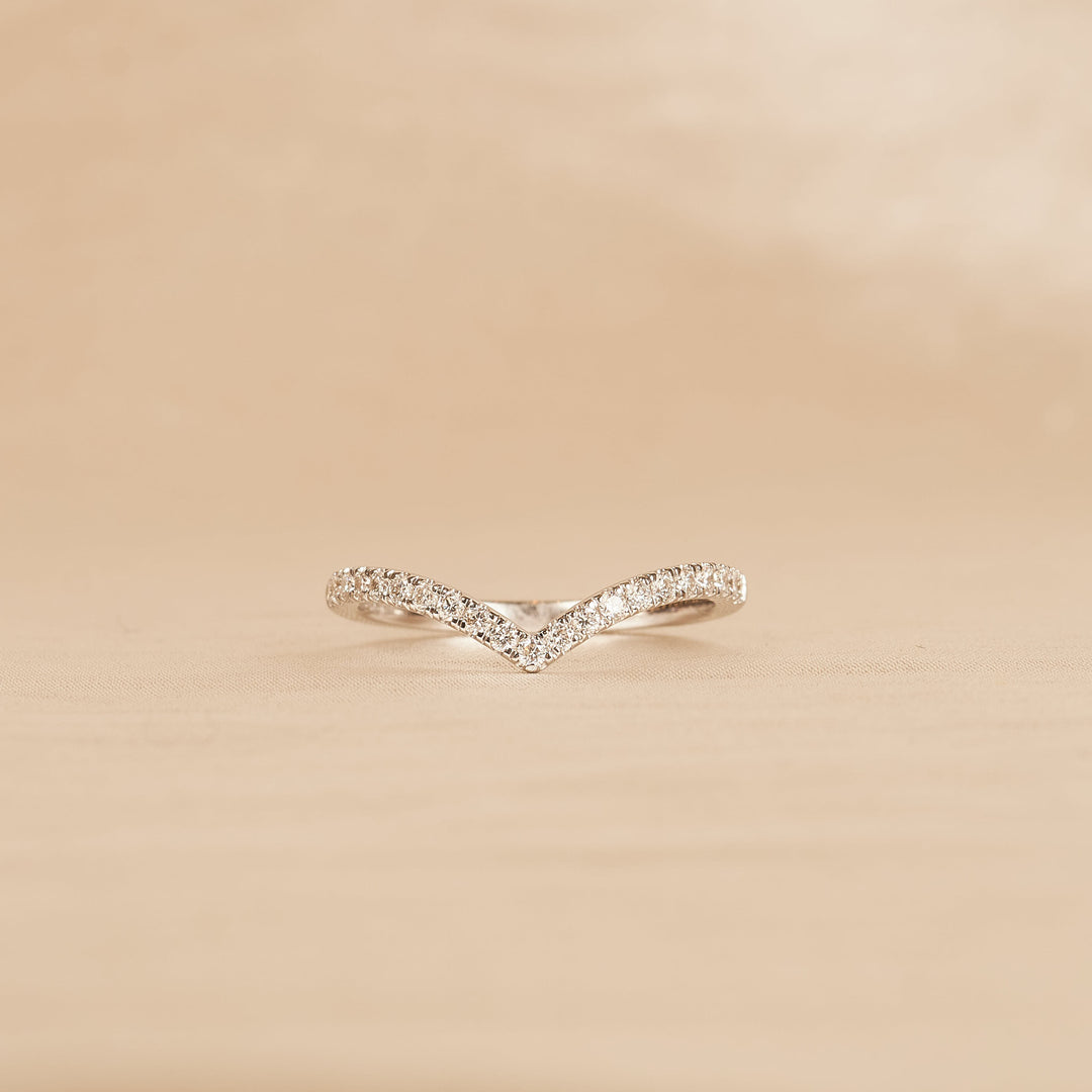 V-shaped Diamond Ring half set - 18K Yellow Gold - 0.56 ct