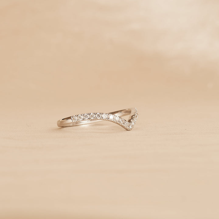 V-shaped Diamond Ring half set - 18K Yellow Gold - 0.56 ct