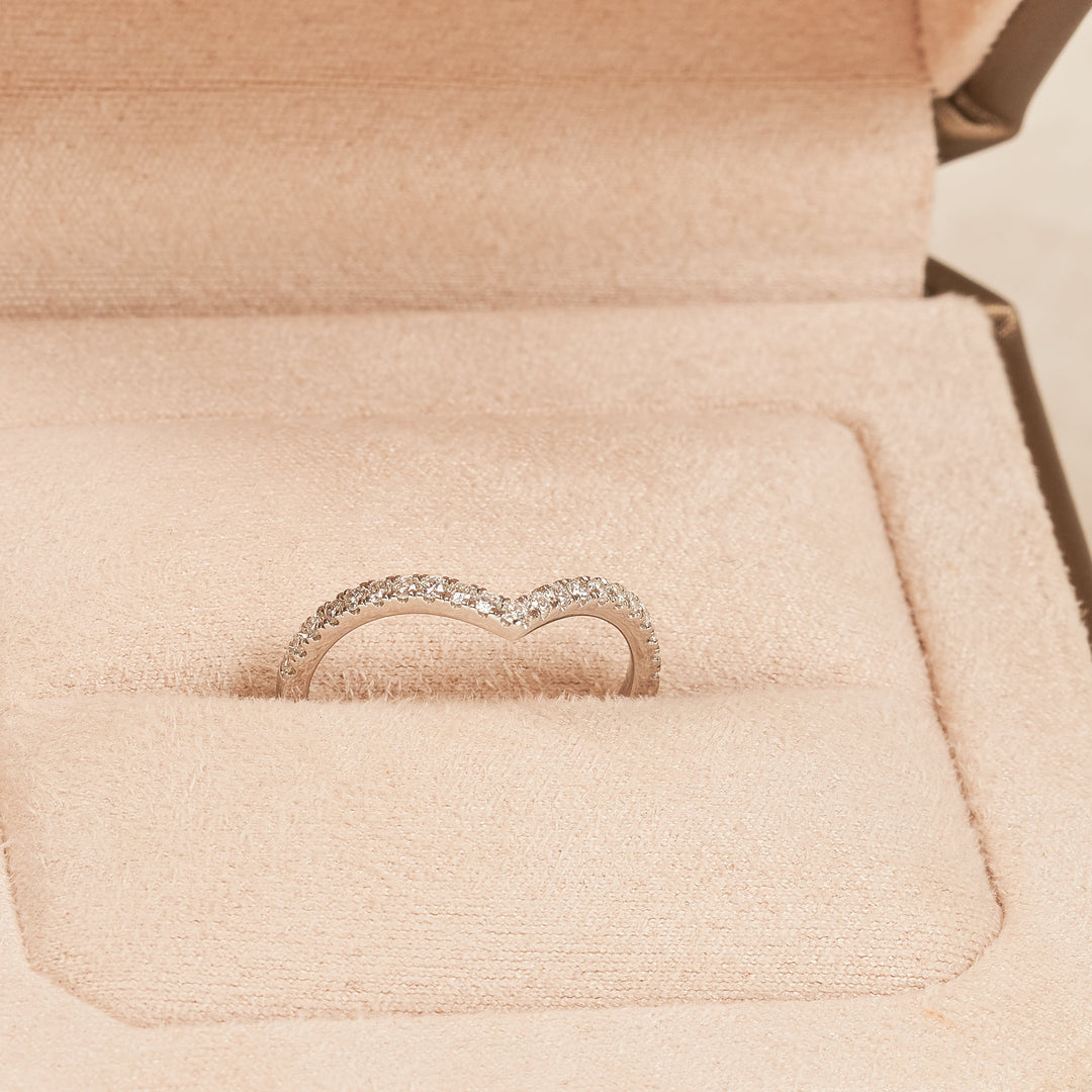 V-shaped Diamond Ring half set - 18K Yellow Gold - 0.56 ct