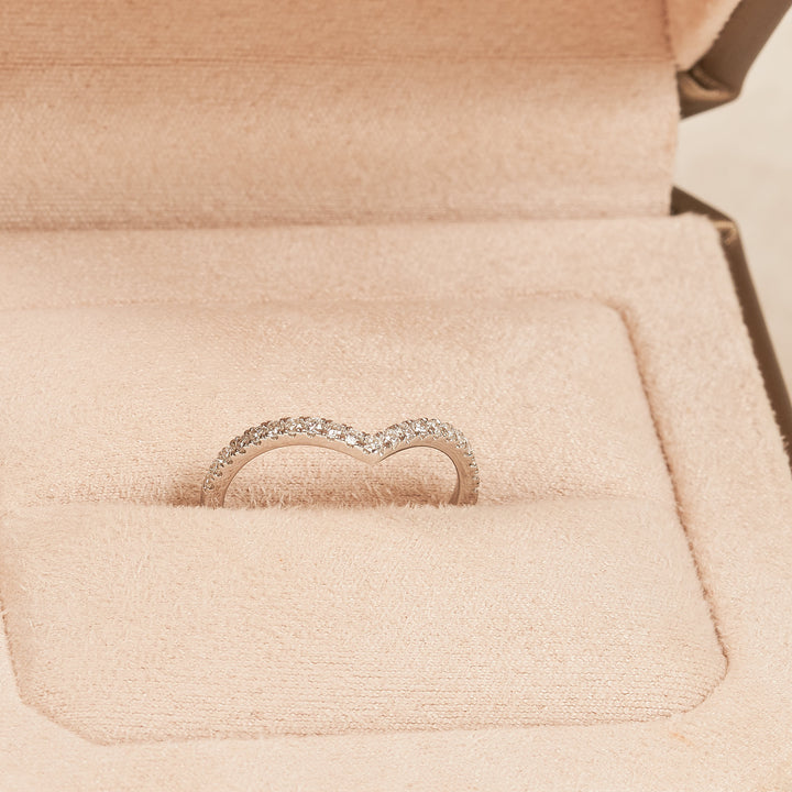 V-shaped Diamond Ring half set - 18K Yellow Gold - 0.56 ct