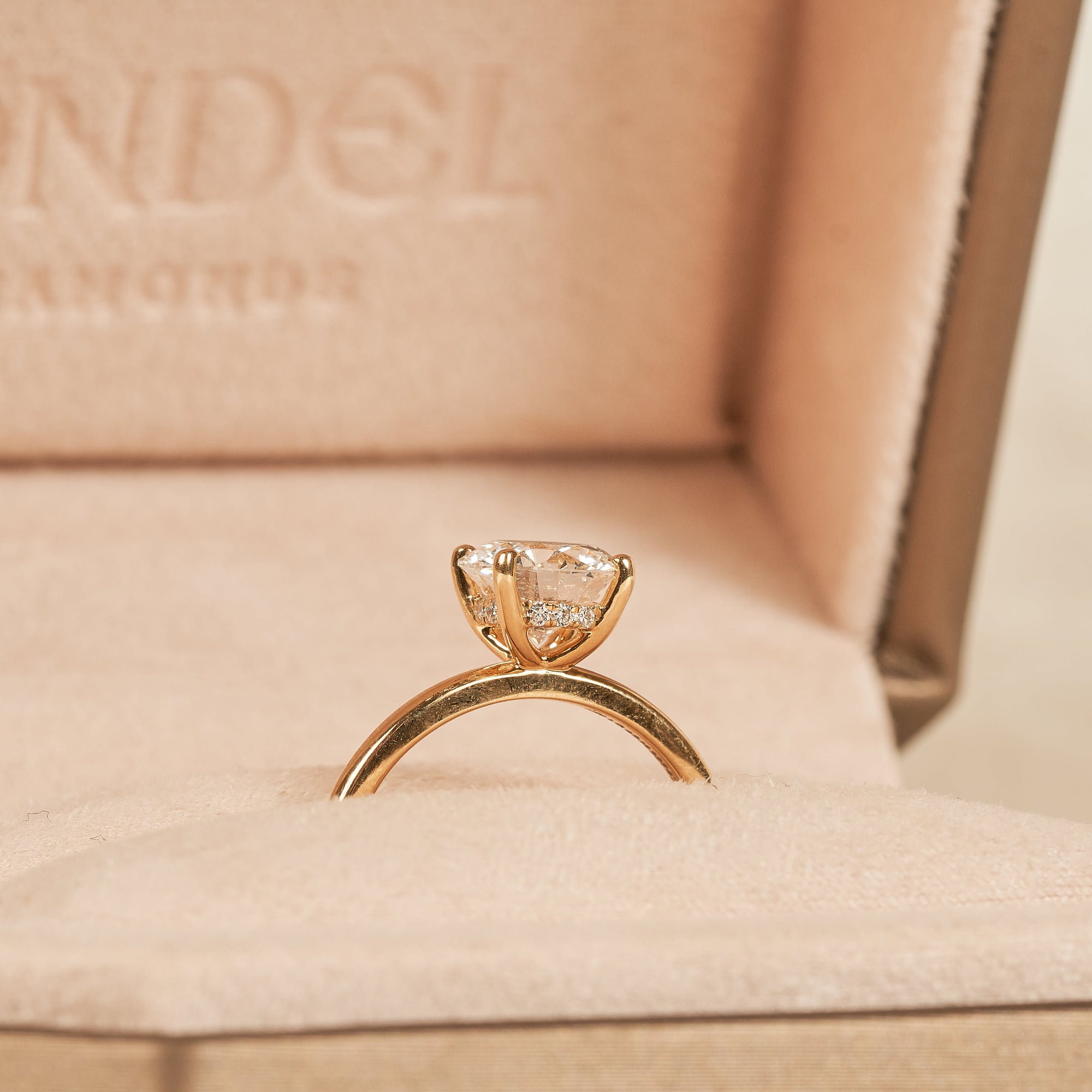 Lisa - In Stock - Solitaire Round Brilliant Lab Grown Diamond Ring with Hidden Halo - 18K Yelllow Gold - 1,56 ct