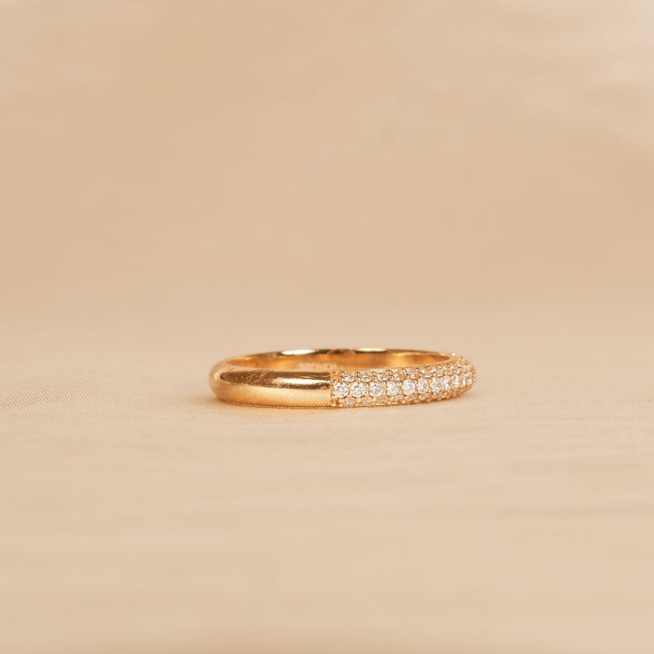 Rijring met drie rijen Pave Diamanten - 18K Geelgoud - 0,42 ct