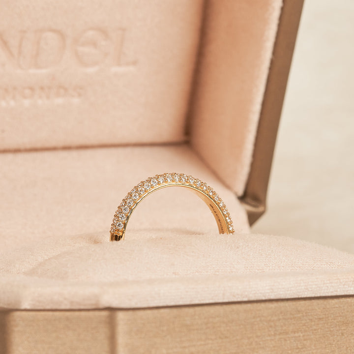 Rijring met drie rijen Pave Diamanten - 18K Geelgoud - 0,42 ct