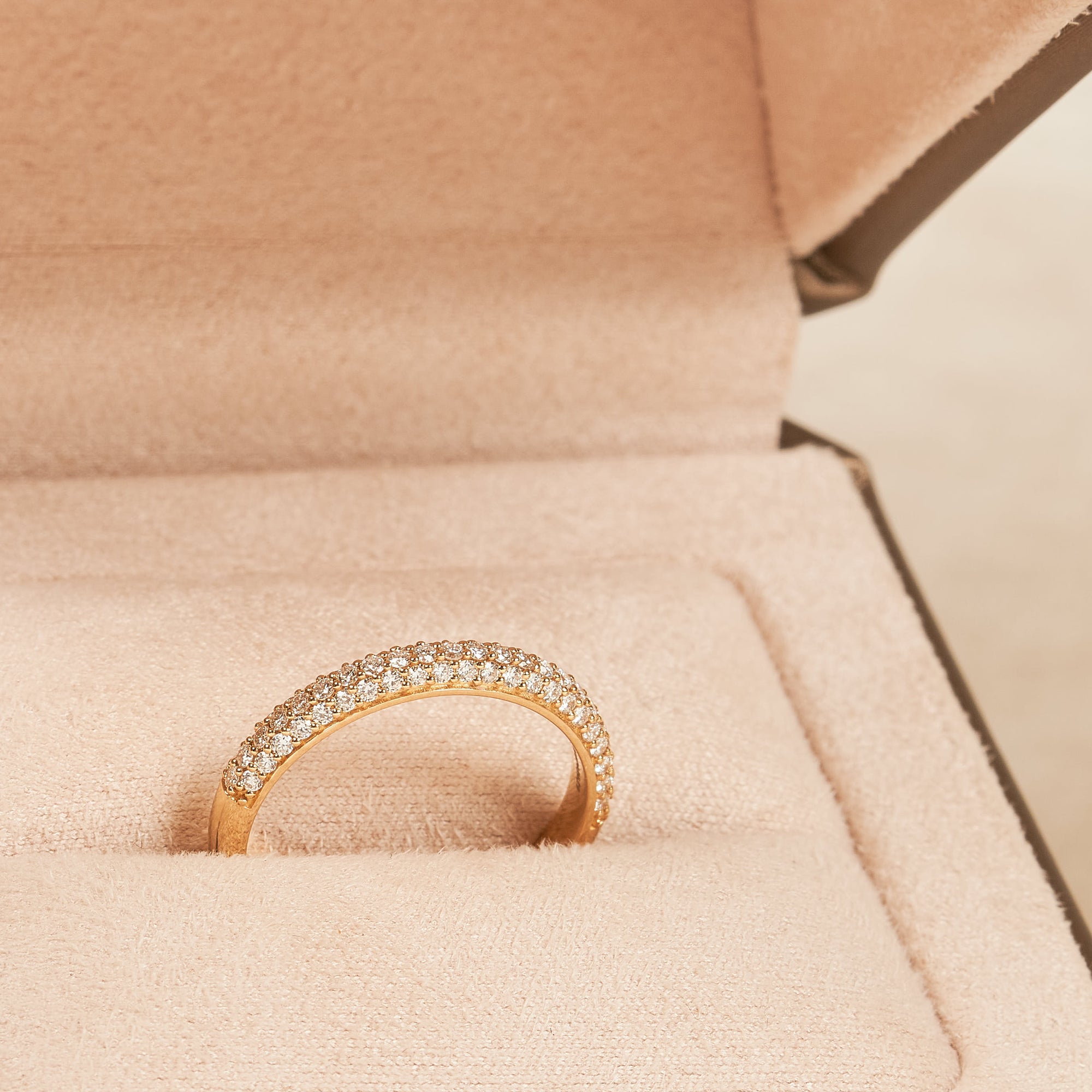 Annabelle - In Stock - Row Ring with Three Rows of Pave Lab Grown Diamonds - 18K Gold - 0,42 ct