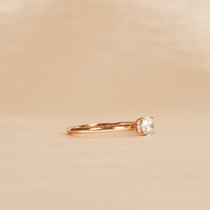 Solitaire Round Brilliant Ring with Hidden Halo - 18K Rose Gold - 0.573 ct